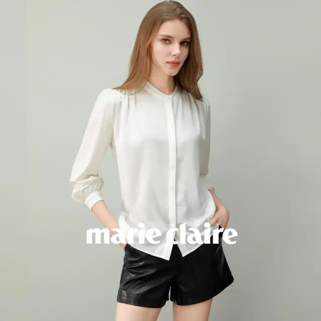 立领白色衬衫女长袖2025春季衬衣时尚气质高级感通勤上衣