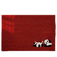 茵尚熊猫刺绣入户门地垫免洗进门口地毯红色喜庆脚垫防滑玄关门垫地毯
