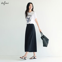 伊芙丽 2025夏装垂感阔腿裤女 藏青 M