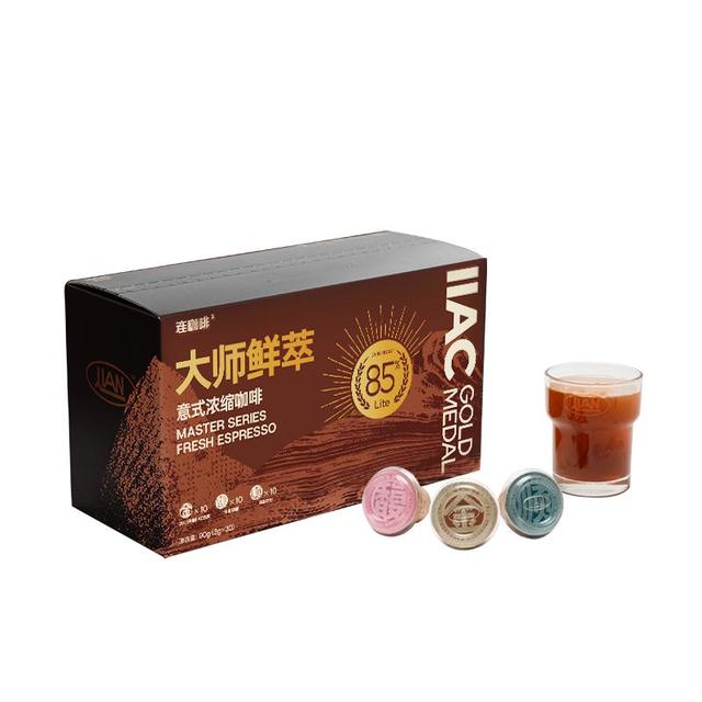淘金币可用、88VIP：连咖啡 大师鲜萃意式浓缩咖啡粉混合装3g*30颗