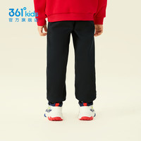 361°童装男女针织加厚加绒长裤冬季小童保暖运动百搭长裤 经典黑/经典黑 130cm