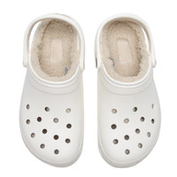 CROCS卡骆驰经典云朵洞洞鞋女鞋25夏季加绒保暖厚底增高拖鞋沙滩鞋 白色/冬季 41.5 (270mm)