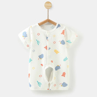 瑄妮薇婴儿开档连体衣夏季薄款宝宝短袖哈衣爬服睡衣新生儿衣服夏装千 水象 73cm