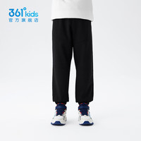 361°童装男女童梭织加绒加厚长裤冬季通码运动百搭长裤 经典黑 175cm