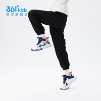361°童装男女童梭织加绒加厚长裤冬季通码运动百搭长裤 经典黑 170cm