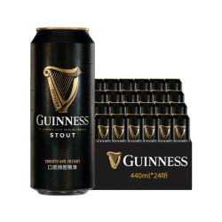 GUINNESS 健力士 爱尔兰进口司陶特黑啤酒440ml＊24罐 赠浪涌杯