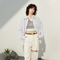 加末 Jamor 时尚直筒牛仔裤&条纹衬衫半裙