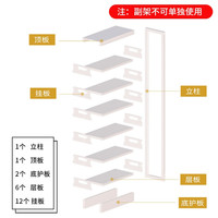 豫正 家用现代简约书籍馆多层落地置物架钢制简易图书馆书架 珍珠白单面六层2米高0.8m长副