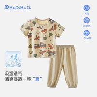 巴帝巴帝A类婴幼童内衣短袖T恤套装夏季纯棉男女中大儿童装宝宝衣服薄款 小驾驶员 薄款 90