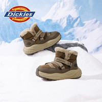 Dickies儿童加绒加厚雪地靴男童时尚百搭短靴女童软底户外大棉靴