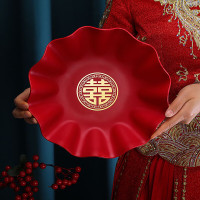 京唐 结婚摆盘2个装 红色婚庆用品 喜糖盘 果盘