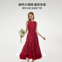 歌莉娅红色连衣裙女夏2025重要场合订婚礼服裙无袖背心裙