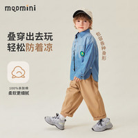 MQDMINI童装儿童衬衫男童牛仔衬衣小童春装上衣宝宝衣服 A狮子牛仔浅蓝 130