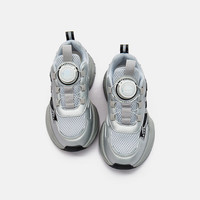 Kappa Kids卡帕24年春款童鞋男童透气网面女童运动鞋厚底百搭儿童休闲 银色 单层 银色 37