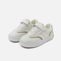 Kappa Kids卡帕24年春款童鞋童鞋男童运动鞋子潮流撞色休闲鞋女童板鞋 072-米白/卡其 33