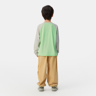 Gap 男童夏季款印花logo插肩凉感防晒长袖T恤儿童装767029 绿色 120 cm(6-7岁)亚洲尺码