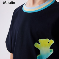 M.Latin/马拉丁童装24年夏撞色印花男大童短袖T恤 藏青 140cm