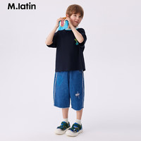 M.Latin/马拉丁童装24年夏撞色印花男大童短袖T恤 藏青 160cm