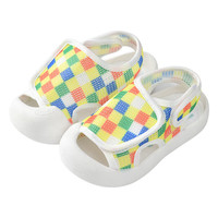 托姆贝克（ThomBaker）婴儿学步鞋夏季宝宝凉鞋男软底学步鞋网布轻便透气男女宝宝婴儿鞋 黑格子(汐米兔系列) 18 (内长13.5cm) 适合脚长13cm 18码 (内长13.5cm)