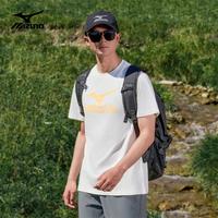 美津浓 Mizuno户外短袖T恤男速干透气圆领印花上衣 白色  M 