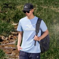 美津浓 Mizuno户外短袖T恤男速干透气圆领印花上衣 蔚蓝色 M