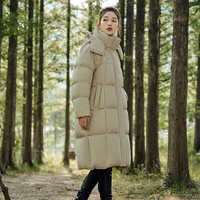 坦博尔(Tanboer)旷野美拉德鹅绒服女外套女可脱卸帽长款加厚女士羽绒服TD236858