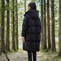 坦博尔（Tanboer）旷野美拉德鹅绒服女外套女可脱卸帽长款加厚女士羽绒服TD236858 黑色 170/92A(版型偏大)