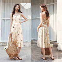 森马（Semir）连衣裙女显瘦甜美度假风2025夏季森系满印吊带裙浪漫109325114033 咖花色调00350 M