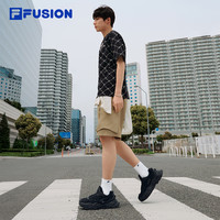 硬糖男鞋FILA FUSION斐乐老爹鞋夏黑武士厚底增高黑色休闲运动鞋 车漆黑/黑-SB 42