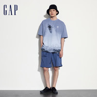 Gap男女装夏季字母logo短袖T恤百搭上衣 蓝色 463239 3XL (185/108A) 亚洲尺码