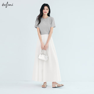 伊芙丽（eifini）伊芙丽2025夏装大A摆中长伞裙女量感显瘦通勤质感半身裙 白色 加长版 发 L 110-125斤