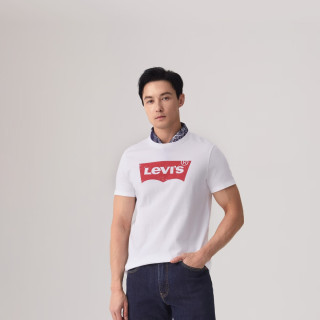 Levi's 美式宽松印花时尚简约舒适潮流纯棉圆领短袖T恤 白色 002A0-0000 L