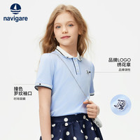 NAVIGARE意大利小帆船女童短袖荷叶边领口时尚休闲儿童polo衫吸汗透气半袖 【尼斯周末】