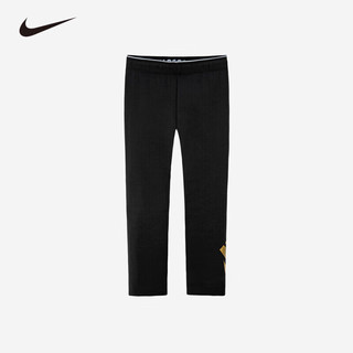 耐克（NIKE）童装男女童打底裤春秋儿童休闲长裤针织裤  正黑色/金色 120(6) 
