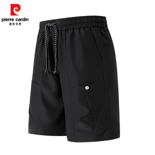 皮尔卡丹夏季工装休闲短裤男士宽松直筒速干运动五分裤外穿大裤衩子款 黑色 3XL