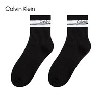 Calvin Klein CK男女童中长袜2双装双色组合儿童休闲运动袜 美人黑 9-12岁 【脚长22-24cm】