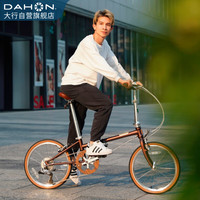 大行（DAHON）D10折叠自行车20英寸10速成人复古风单车HAC003 消光咖色 