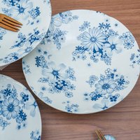 Mino Yaki/美浓烧日式釉下花集8.8英寸深盘家用盘菜盘餐具