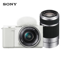 索尼 SONY ZV-E10L Vlog微单数码相机 白色 长焦旅行双镜头套装（标准镜头+SEL55210银色）