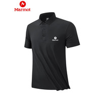 土拨鼠（Marmot）arot短袖男士夏季户外冰丝速干透气无痕领翻 深蓝色 3XL