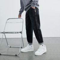 WOOG2005 男士休闲牛仔裤 加绒加厚小直筒长裤