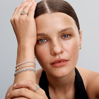 潘多拉（PANDORA）光环之心手链银色铰接式心形设计精致甜美生日礼物520礼物 1 长度尺寸