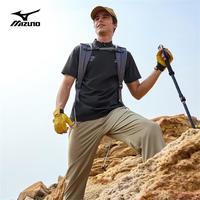 美津浓 Mizuno户外短袖T恤男立领冰丝速干半开胸上衣服装 黑色  XL 