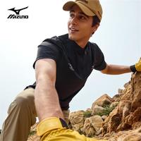 美津浓 Mizuno户外短袖T恤男立领冰丝速干半开胸上衣服装 黑色  4XL 