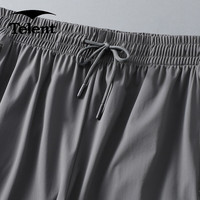 天伦天（Telent）冰丝凉感短裤透气休闲裤男速干运动裤五分裤子大码男裤 灰色 L L （115斤-125斤）