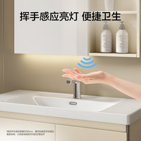 恒洁（HEGII）浴室柜 陶瓷一体盆洗手池盆柜套装BC6220-60(镜柜BM6219-050米白) 米白-60cm