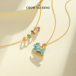 CHOW TAI SENG 周大生 彩色摇摇木马银项链