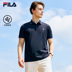 FILA 男装针织短袖POLO衫2025夏季休闲基础凉感上衣