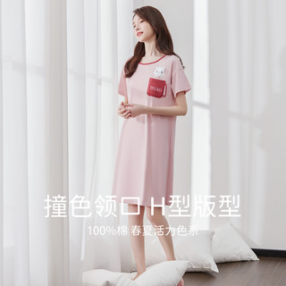 顶瓜瓜睡裙女款2025新款春款顶呱呱简约大喵女士纯棉短袖家居裙