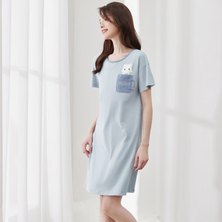 顶瓜瓜睡裙女款2025新款春款顶呱呱简约大喵女士纯棉短袖家居裙